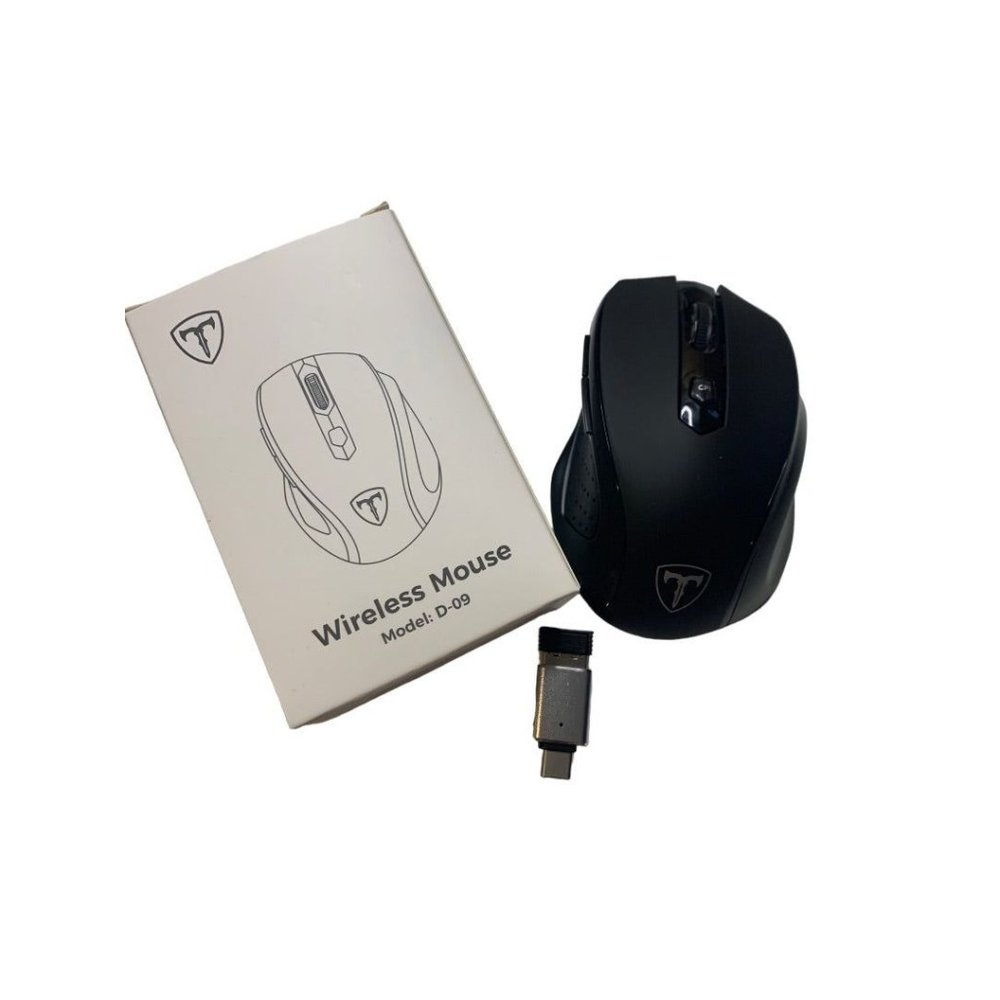 Wireless‎ Mouse Model D-09 (CA57BN) Scroll Wheel Black with USB Receiver New